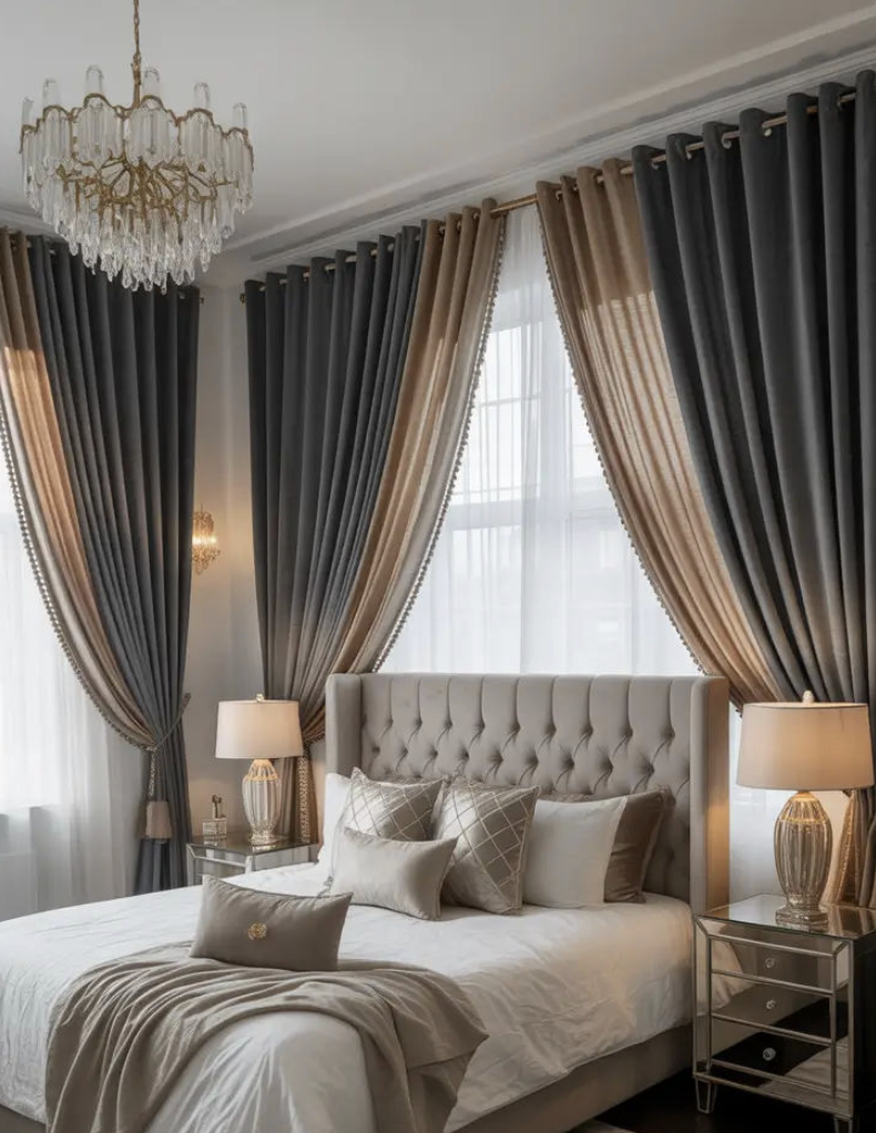 Double Curtain Designs for Living Room